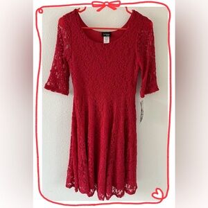 Rare 2-Hip by Wrapper Big Girls Sweet Lace Dress Red Sz 16